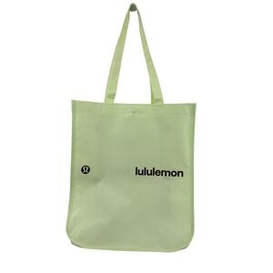 Lululemon Large Light Lime Green Shopping Tote Bag 13.5" x 6" x 16" Logo Reuse
